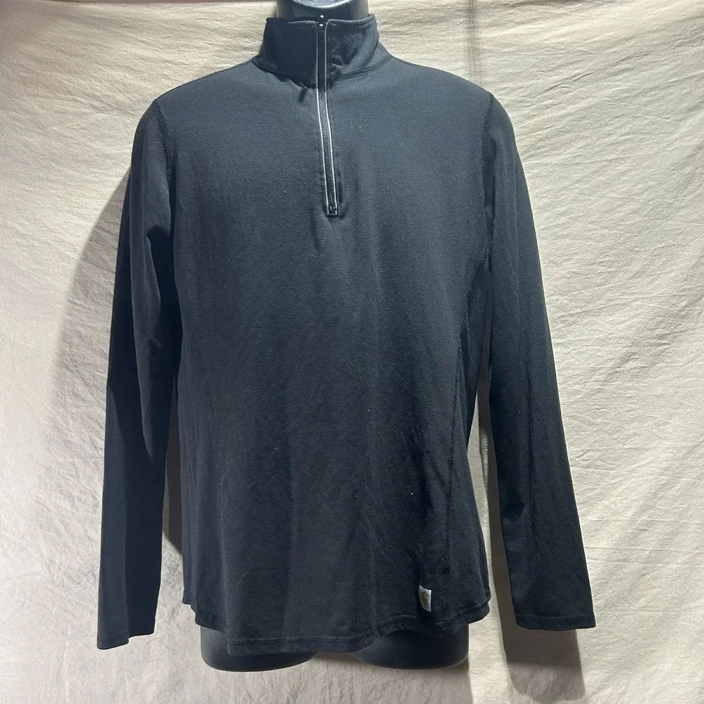 Carhartt Force Quarter Zip Pullover Womens M 8-10 Black Long Sleeve Base Layer